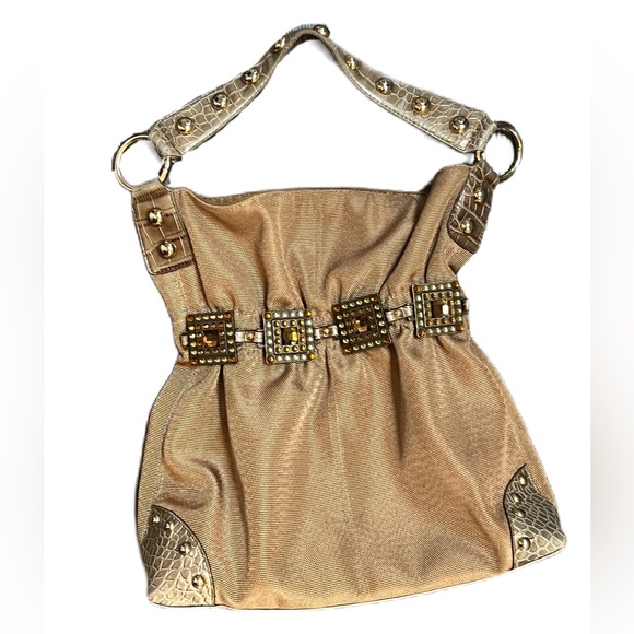 Kathy Van Zeeland Gold Jewel Embellished Shoulder Bag - Picture 2 of 15